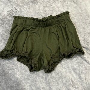 No Boundaries Sage Green Ruffled Shorts